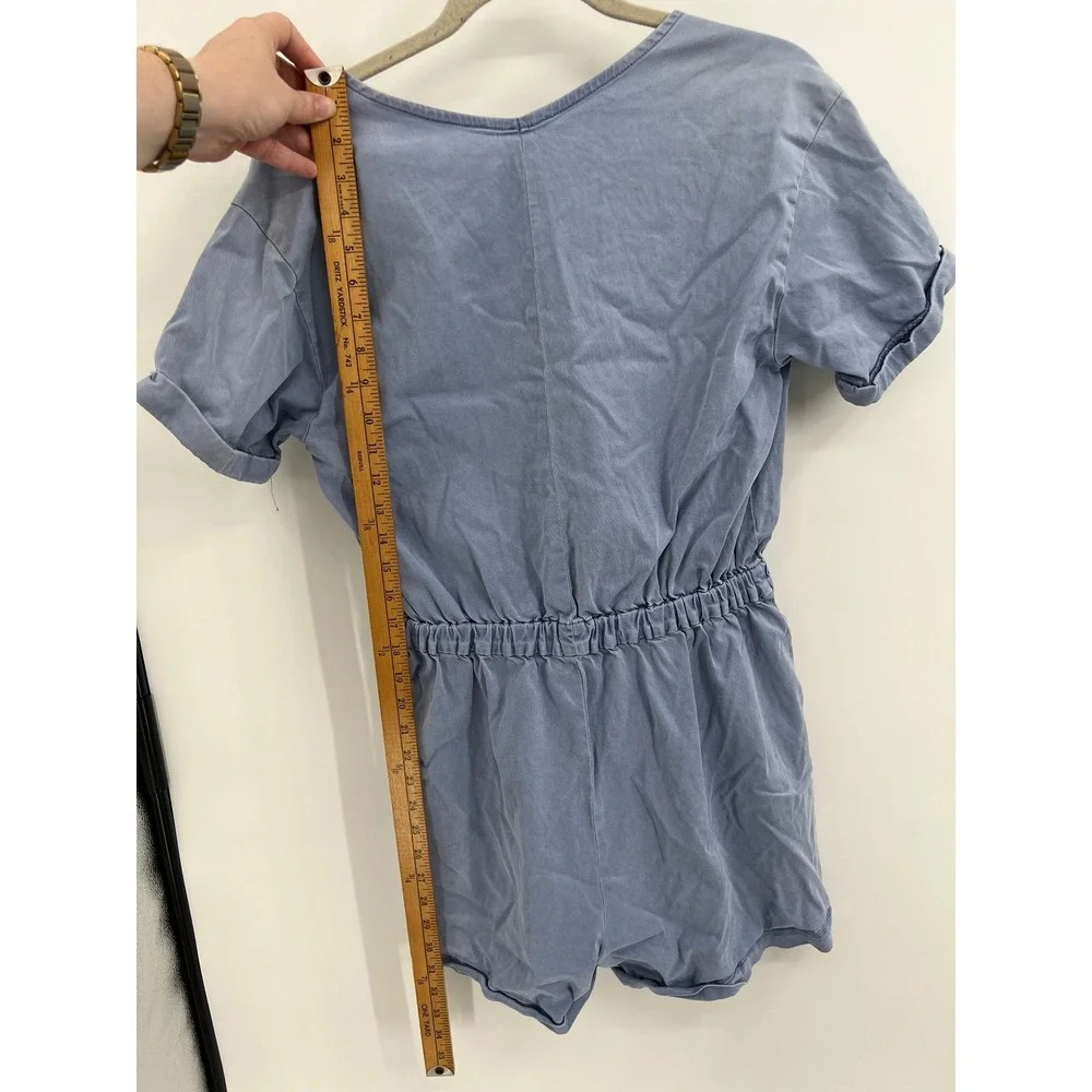 Splendid Periwinkle Blue Zipper‎ Front Short Sleeve Romper Stretch Medium